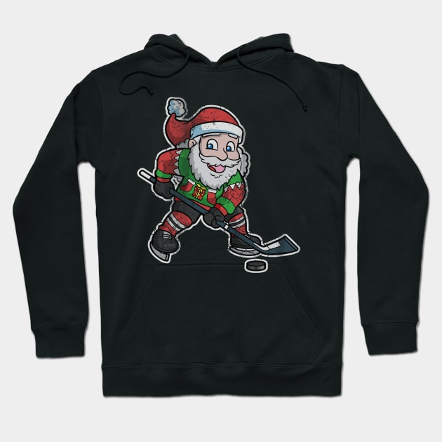 Christmas Hockey Santa Claus Hoodie by E